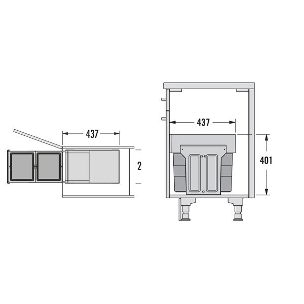 HAILO Tandem afvalemmer 2x13 liter