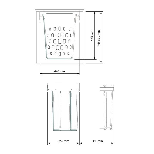 Wasmand onderbouw volledig uittrekbaar