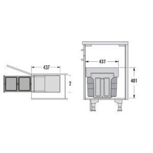 hailo tandem afvalsysteem 2x13 liter maten