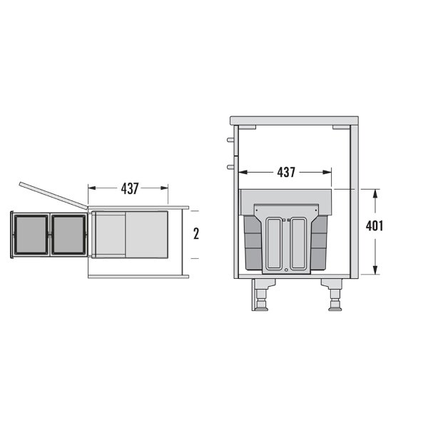 hailo tandem afvalsysteem 2x13 liter maten