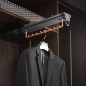 luxe uittrekbare garderobehouder grijs oranje