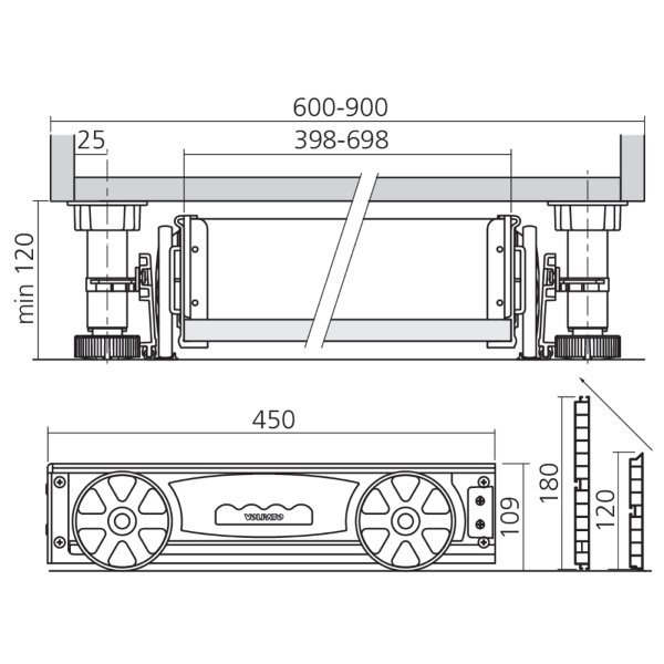 Plintlade set voor onder keukenkast.