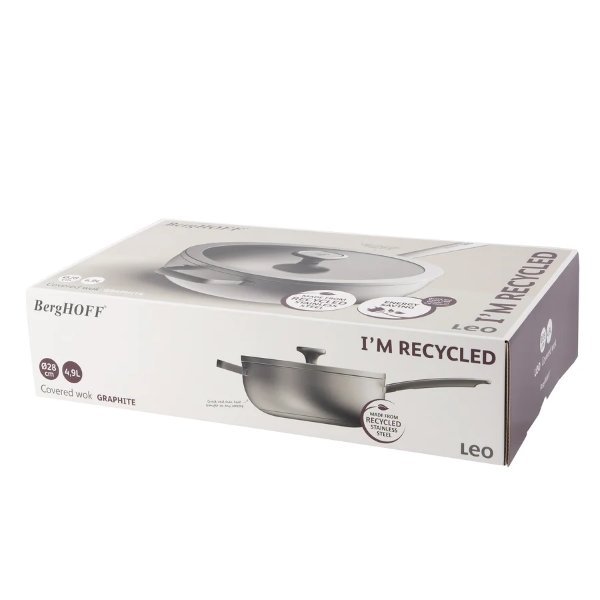 Wokpan met deksel Leo Graphite 28cm RVS