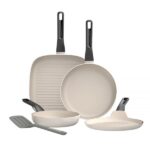 leo recycled 4 delige braadpannenset antikleef glints spirit met spatel balance 4