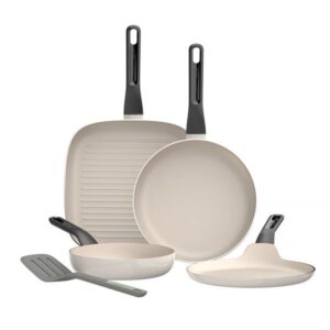 leo recycled 4 delige braadpannenset antikleef glints spirit met spatel balance 4