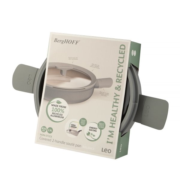 leo sauteerpan antikleef met dubbele handgreep en deksel balance moonmist 26cm