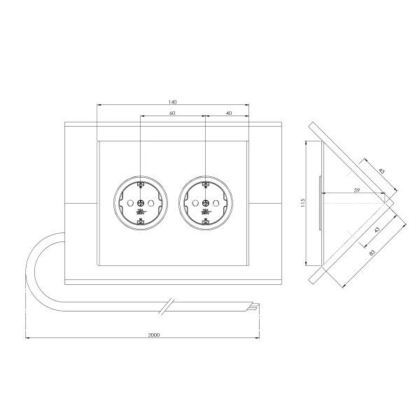 Contactdoos onderbouw maten