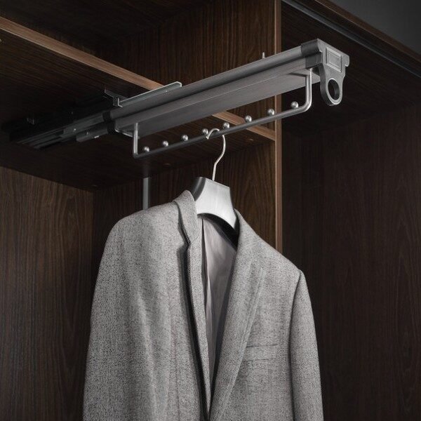 Garderobehouder uittrekbare antraciet met soft-close